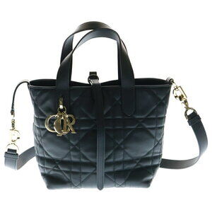 Christian Dior Toujours Bag Macro Cannage Calfskin Leather Hand Shoulder Black